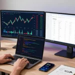 Cricbet99 cryptocurrency trading workspace featuring live market graphs and DeFi platform dashboards.