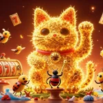 Experience exciting gameplay at UG88 with a dynamic giant lucky cat formed by golden fireflies.