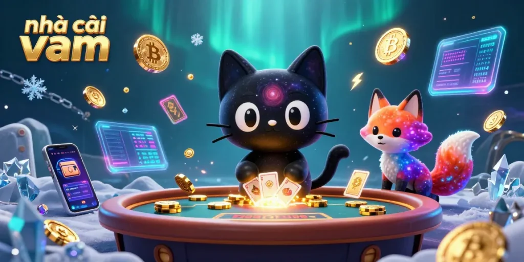 Experience the excitement at nhà cái vmax with dynamic casino illustrations featuring colorful characters.