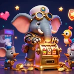 Jouez sur le meilleur casino en ligne avec une machine à sous dorée animée par un éléphant ingénieur steampunk.