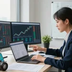 Recover lost crypto with professional analyzing financial data in modern office setting.