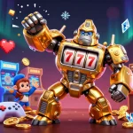 Engage with the vibrant sex xxx 3D casino illustration showcasing a gorilla mech diverging into winnings.