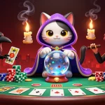 Engage with australian online casinos through an enchanting 3D illustration featuring a mystical cat and a raven.
