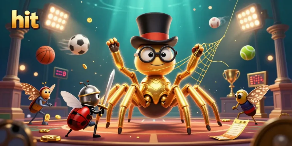Experience thrilling casino action with a golden tarantula and knight, featuring hit gaming elements.