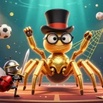Experience thrilling casino action with a golden tarantula and knight, featuring hit gaming elements.