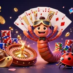 Plongez dans l'univers du casino en ligne sans wager avec des personnages fascinants jouant avec des cartes et des jetons.
