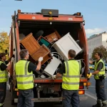 Sperrmüllabholung 80 Euro Berlin team collecting bulky waste in urban setting