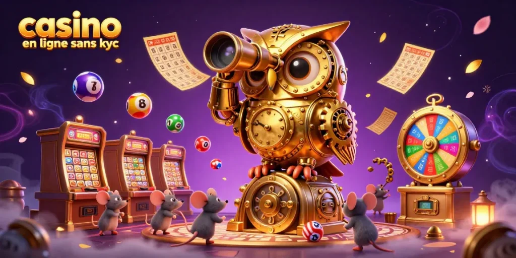 Le casino en ligne sans kyc offre une expérience de jeu immersive entre une chouette dorée et des souris animées.