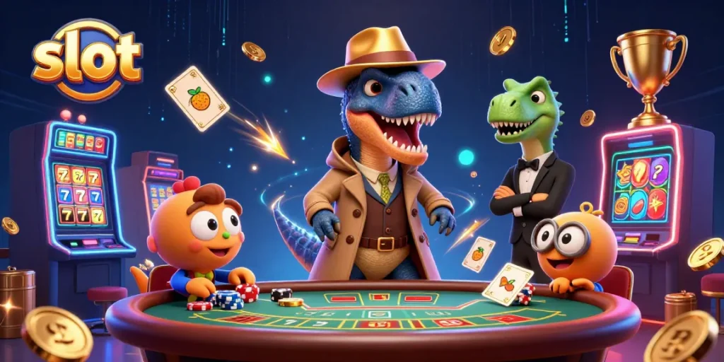 Mainkan slot dengan seru sambil melihat velociraptor di meja blackjack yang waspada.