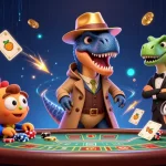 Mainkan slot dengan seru sambil melihat velociraptor di meja blackjack yang waspada.