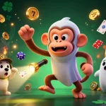 Unleash the jackpot kilat magic with a playful poltergeist monkey in a stunning slots casino scene.