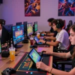 Engaging online gaming scene with players at link raja328, showcasing diverse games and vibrant atmosphere.
