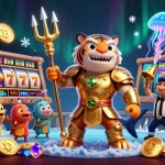 Jouez dans le meilleur casino en ligne avec des machines à sous et un requin en armure dorée.