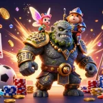 Engage with odds bola and explore vibrant sports betting magic with dynamic characters and festive casino elements.