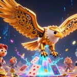 Bonus paris sportif coupe du monde : plongez dans l'univers des paris sportifs avec un aigle cybernétique au-dessus d'une arène.